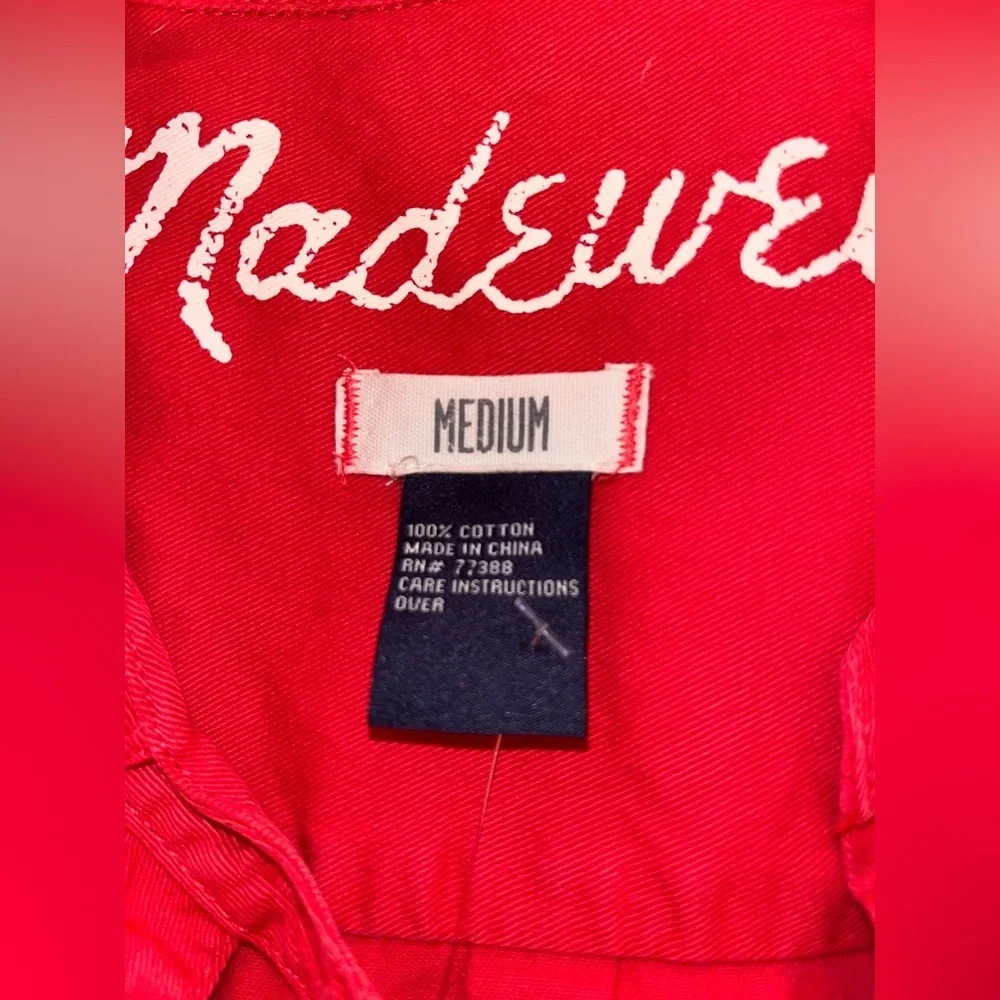 Madewell Long Sleeve Button Down Denim Shirt in Vermilion Red NWT - Picture 6 of 8